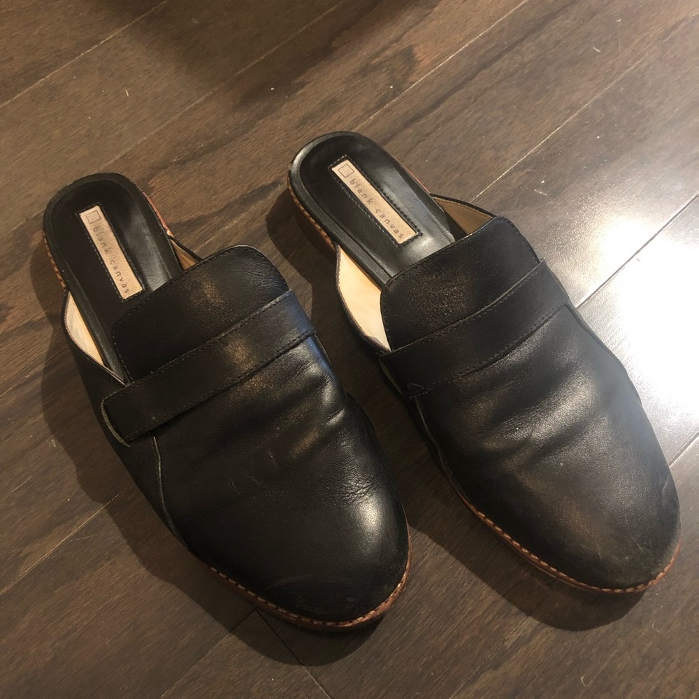 Blank canvas loafer mules